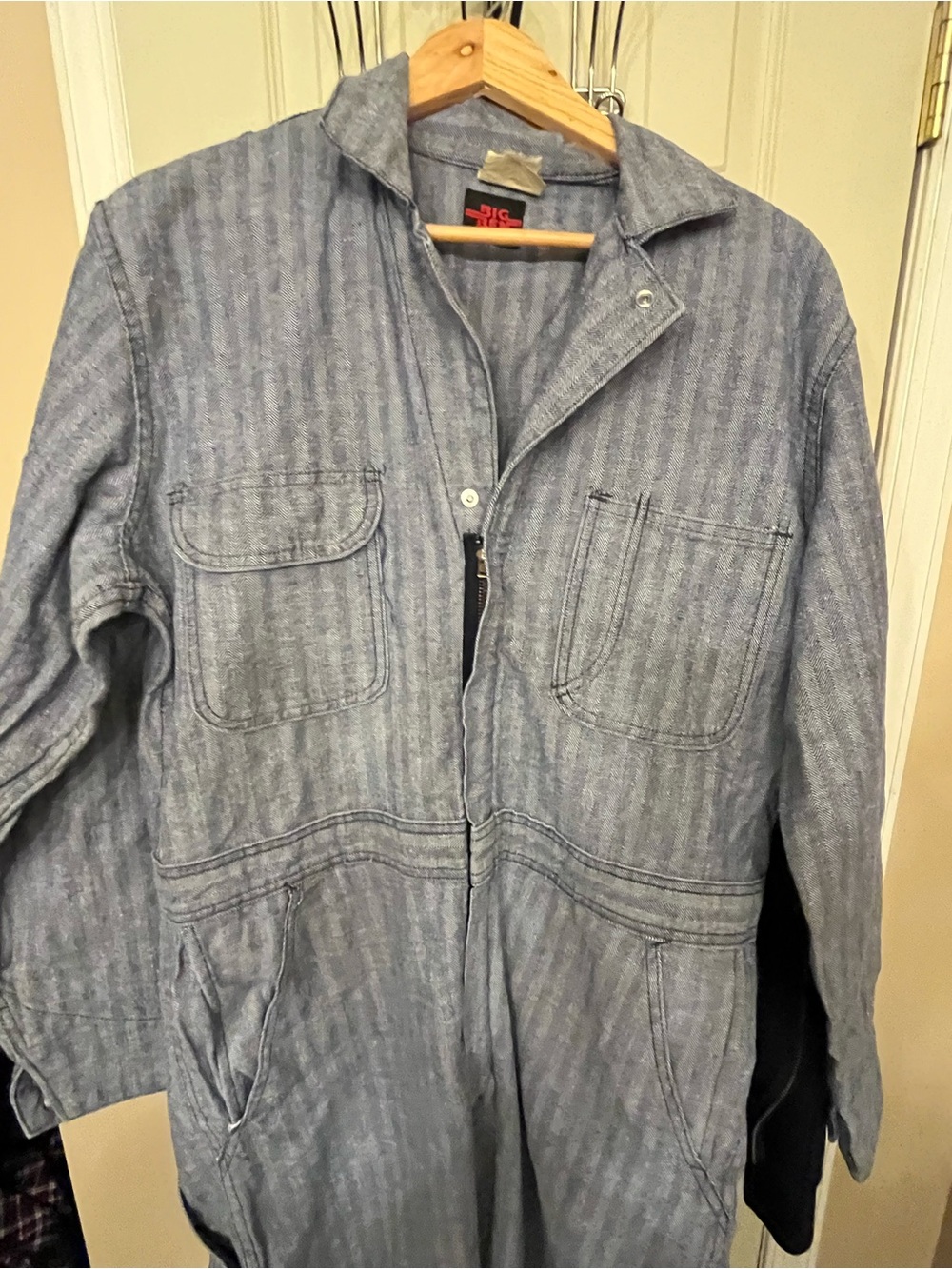 Vtg 70s Big Ben Wrangler Coveralls Herringbone Twill Blue Boiler Suit USA 1977